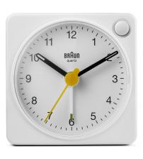 Braun BC02XW Classic Travel Analogue Alarm Clock with Snooze and Light - White