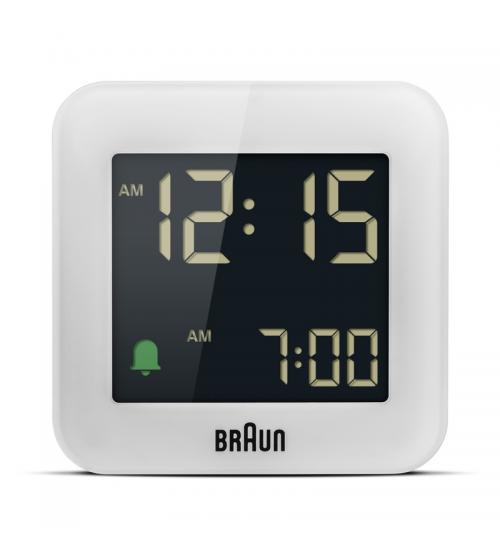 Braun BC08W Digital Travel Alarm Clock with Snooze - White