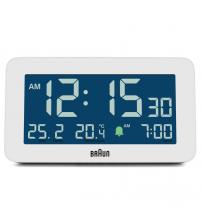 Braun BC10W Digital Alarm Clock with Date, Month and Temperature - White