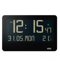 Braun BC14B Digital Wall Clock with Indoor Temperature, Large Reverse LCD Display - Black