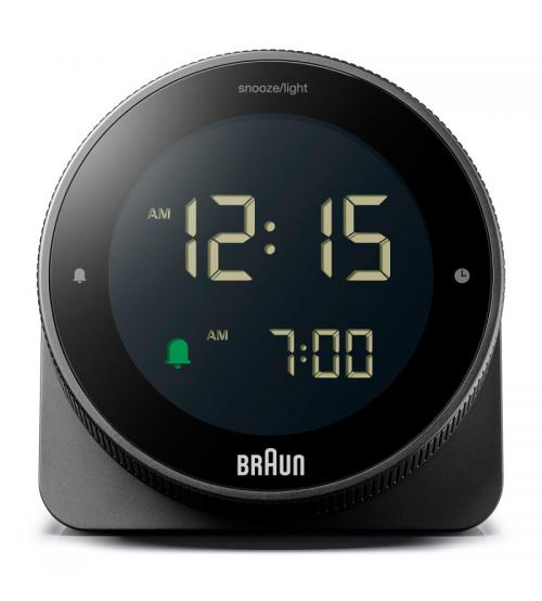 Braun BC24B Digital Alarm Clock with Rotating Bezel for Quick Time Setting - Black