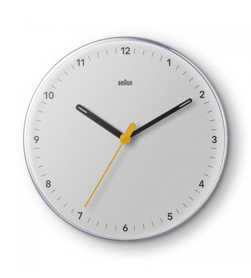 Braun BC26W Classic Analogue Wall Clock with Silent Sweep Movement - White