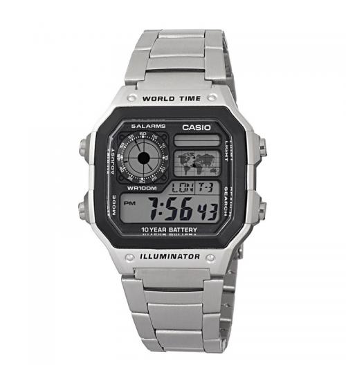 Casio AE-1200WHD-1AVEF World Time LCD Watch - Stainless Steel