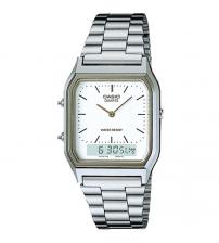 Casio AQ-230A-7DMQYES Mens Classic Combi Watch - Silver with White Dial