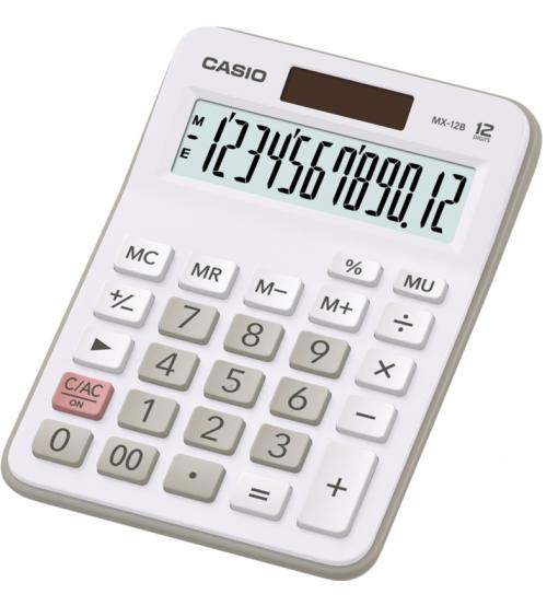 Casio MX12BWE-W Desk Calculator 12 Digit Display - White