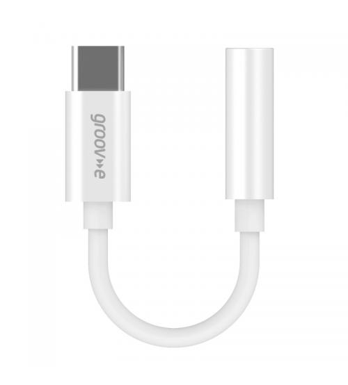 Groov-e GVMA082WE Audio Adapter USB-C to 3.5mm Female AUX Adapter 10cm