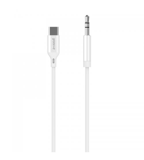 Groov-e GVMA083WE Audio Adapter USB-C to 3.5mm Male AUX Cable 1m