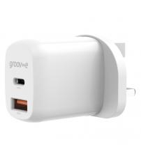 Groov-e GVMA105WE USB-C & USB-A 20W Wall Charger with Power Delivery - White