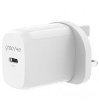 Groov-e GVMA107WE USB-C 20W Wall Charger with Power Delivery - White