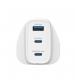 Groov-e GVMA109WE Dual USB-C & USB-A 65W GaN Wall Charger with Power Delivery - White