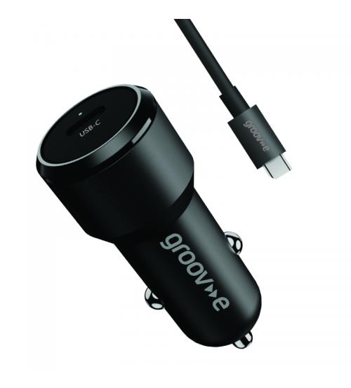 Groov-e GVMA125BK USB-C Car Charger 30W with USB-C Cable 1M - Black