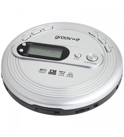 Groov-e GVPS210SR Retro Series Personal CD Player with FM Radio - Silver