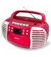 Groov-e GVPS813RD Retro Boombox Portable CD & Cassette Player with Radio - Red