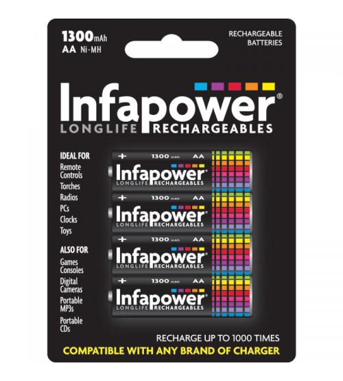 Infapower B003 Rechargeable AA Ni-MH Batteries 1300mAh - 4 Pack