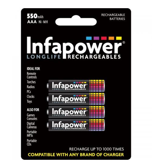 Infapower B009 Rechargeable AAA Ni-MH Batteries 550mAh - 4 Pack