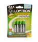 Lloytron B015 Rechargeable Accudigital AAA Ni-MH Batteries 900mAh - 4 Pack