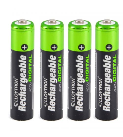 Lloytron B015 Rechargeable Accudigital AAA Ni-MH Batteries 900mAh - 4 Pack