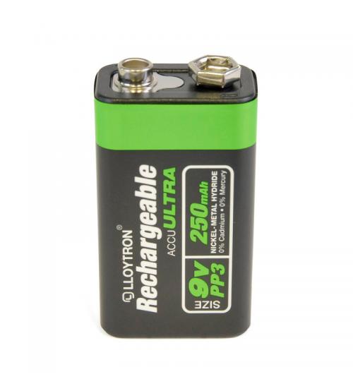 Lloytron B018 Rechargeable PP3 9V Ni-MH Batteries 250mAh