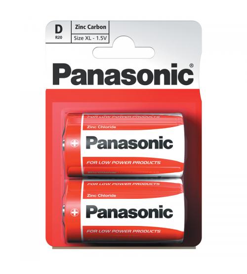 Panasonic R20R-2BP Zinc Carbon D Size 1.5V Batteries Carded 2