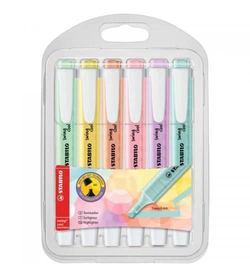 Stabilo 275/6-08 Swing Cool Pastel Highlighter 6pk Associated Colours