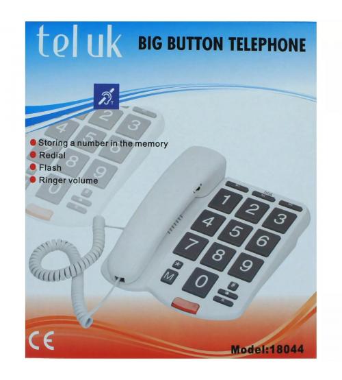 TEL UK 18044 Big Button 3 Memory Desk Phone - White